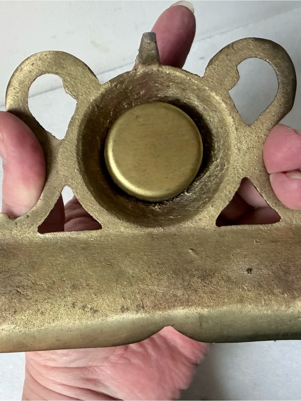 Brass Ink Well and Pen Rest - Antique-Style Brass Finish
